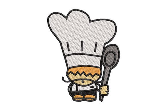 Chef with a Spoon Embroidery Design