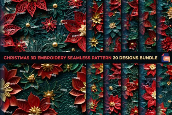 Christmas 3D Embroidery Seamless Pattern