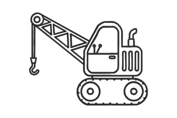 Construction Crane Embroidery Design