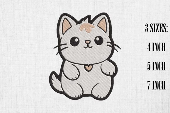 Cute Kawaii Cat Embroidery for Cat Lover