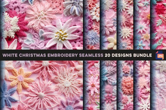 White Christmas Embroidery Seamless